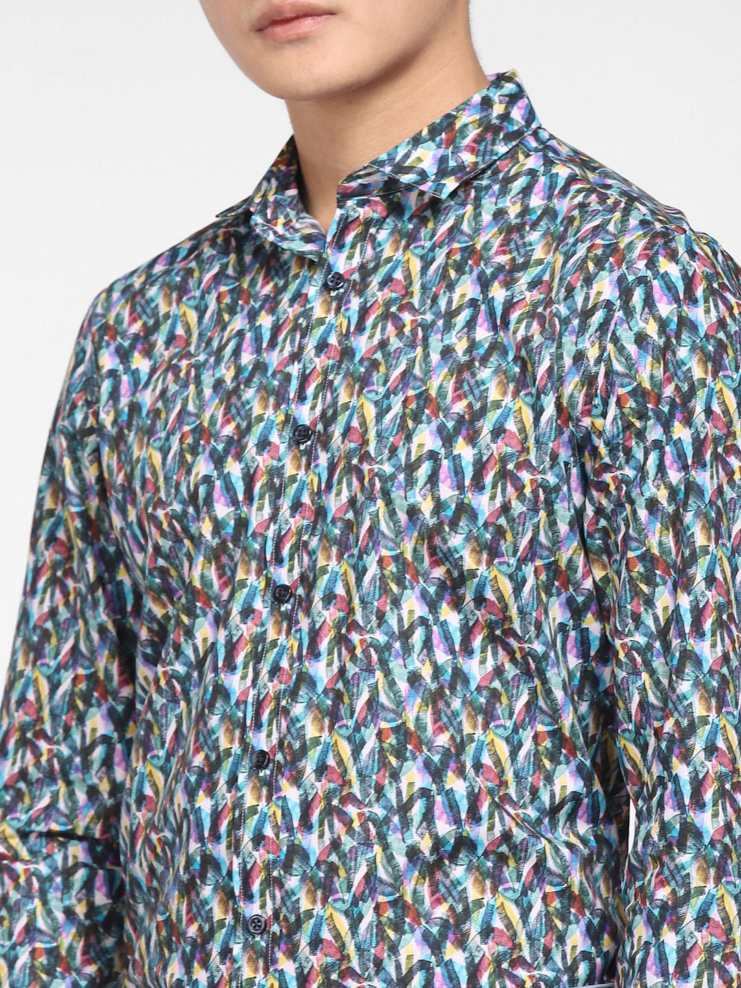 Blue Abstract Print Full Sleeves Shirt