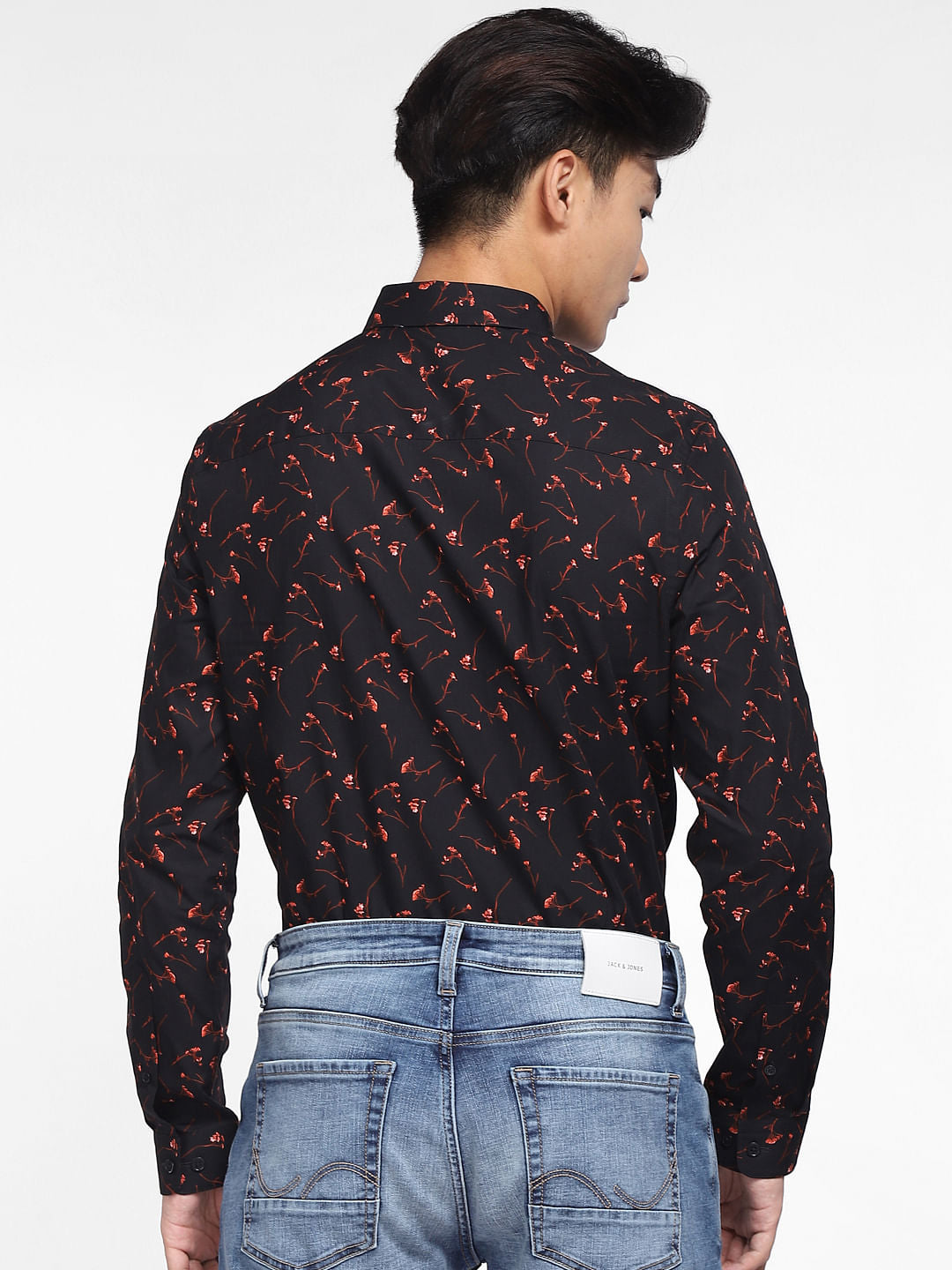 Black Abstract Print Full Sleeves Shirt