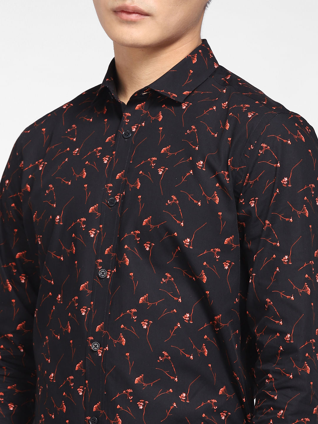 Black Abstract Print Full Sleeves Shirt