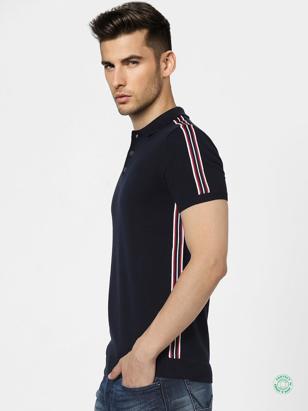 Dark Navy Knit Polo T-shirt