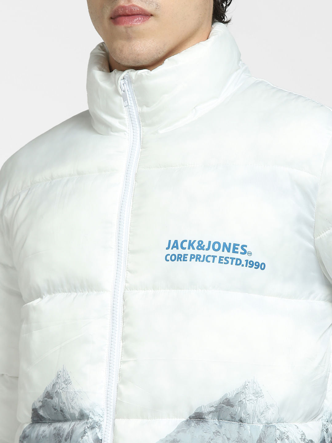 White Printed Puffer Jacket