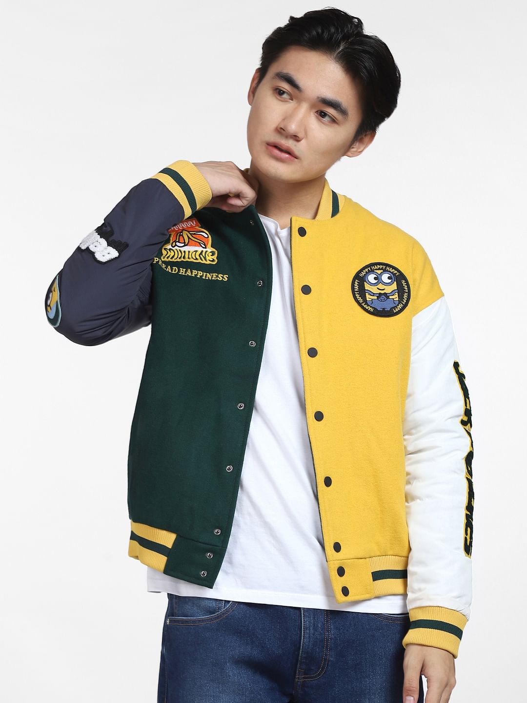 X MINIONS Yellow Colourblocked Bomber Jacket