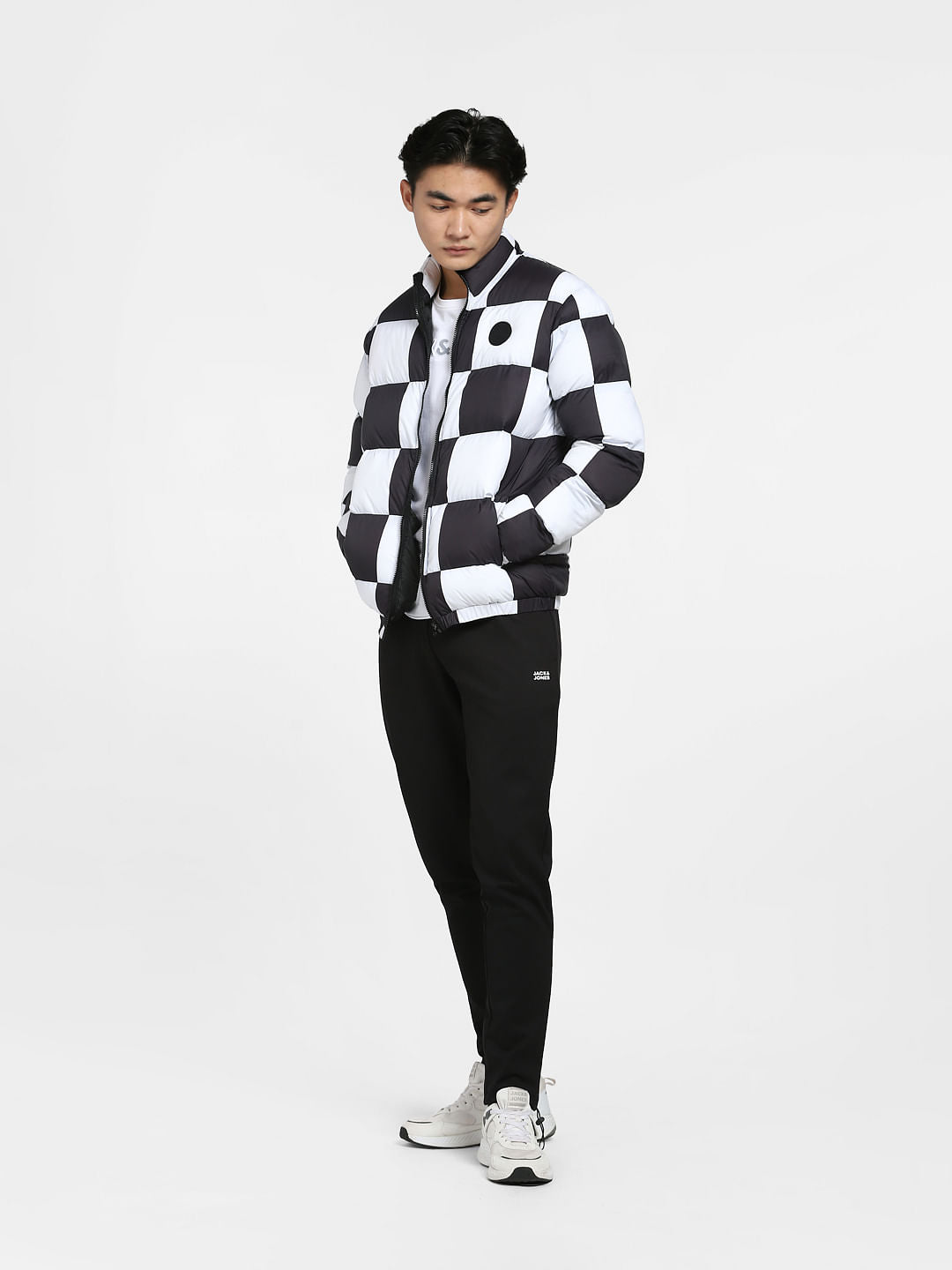 White Check Puffer Jacket
