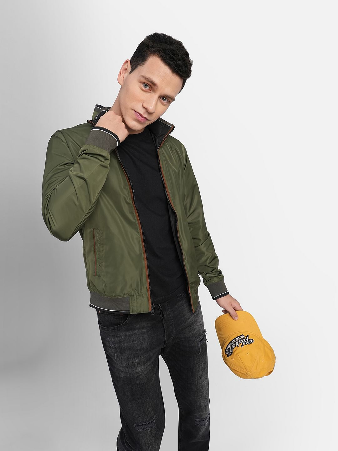 Green Reversible High Neck Jacket