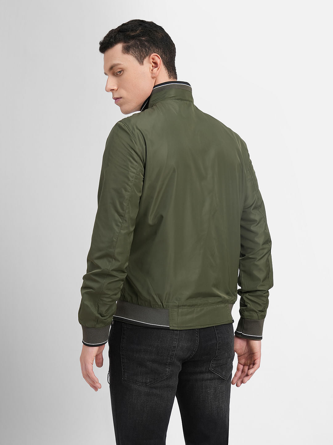 Green Reversible High Neck Jacket