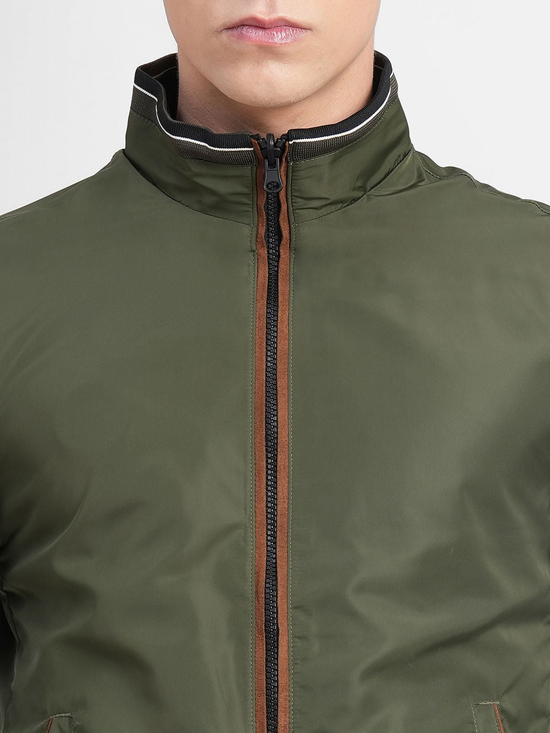 Green Reversible High Neck Jacket