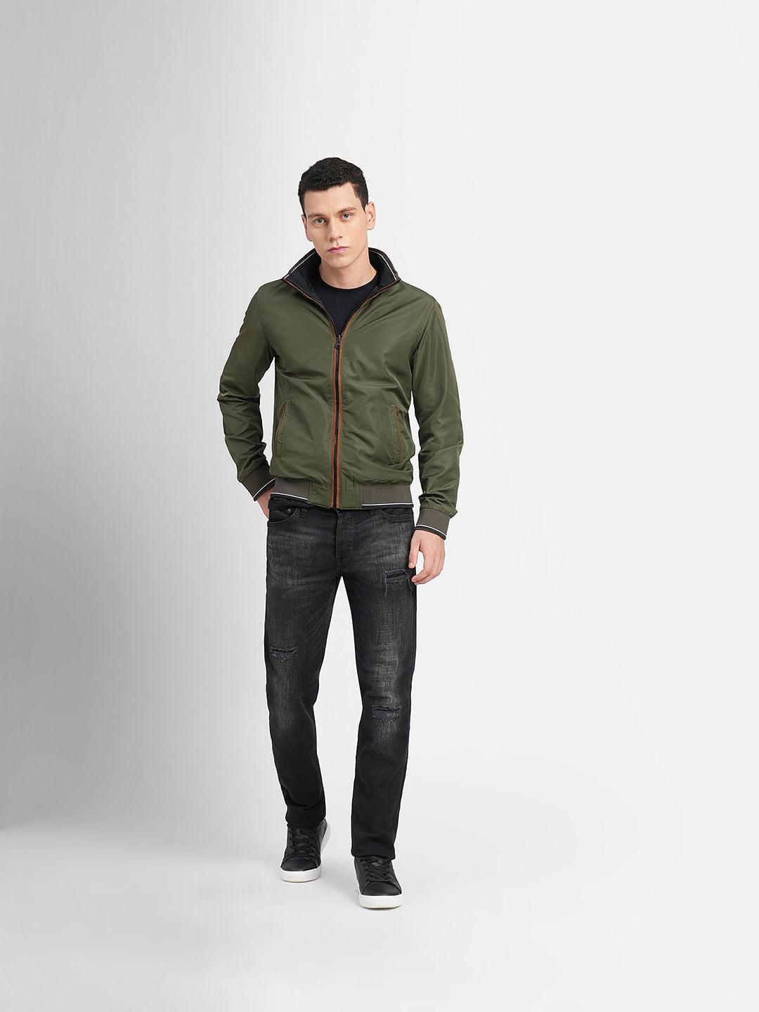 Green Reversible High Neck Jacket
