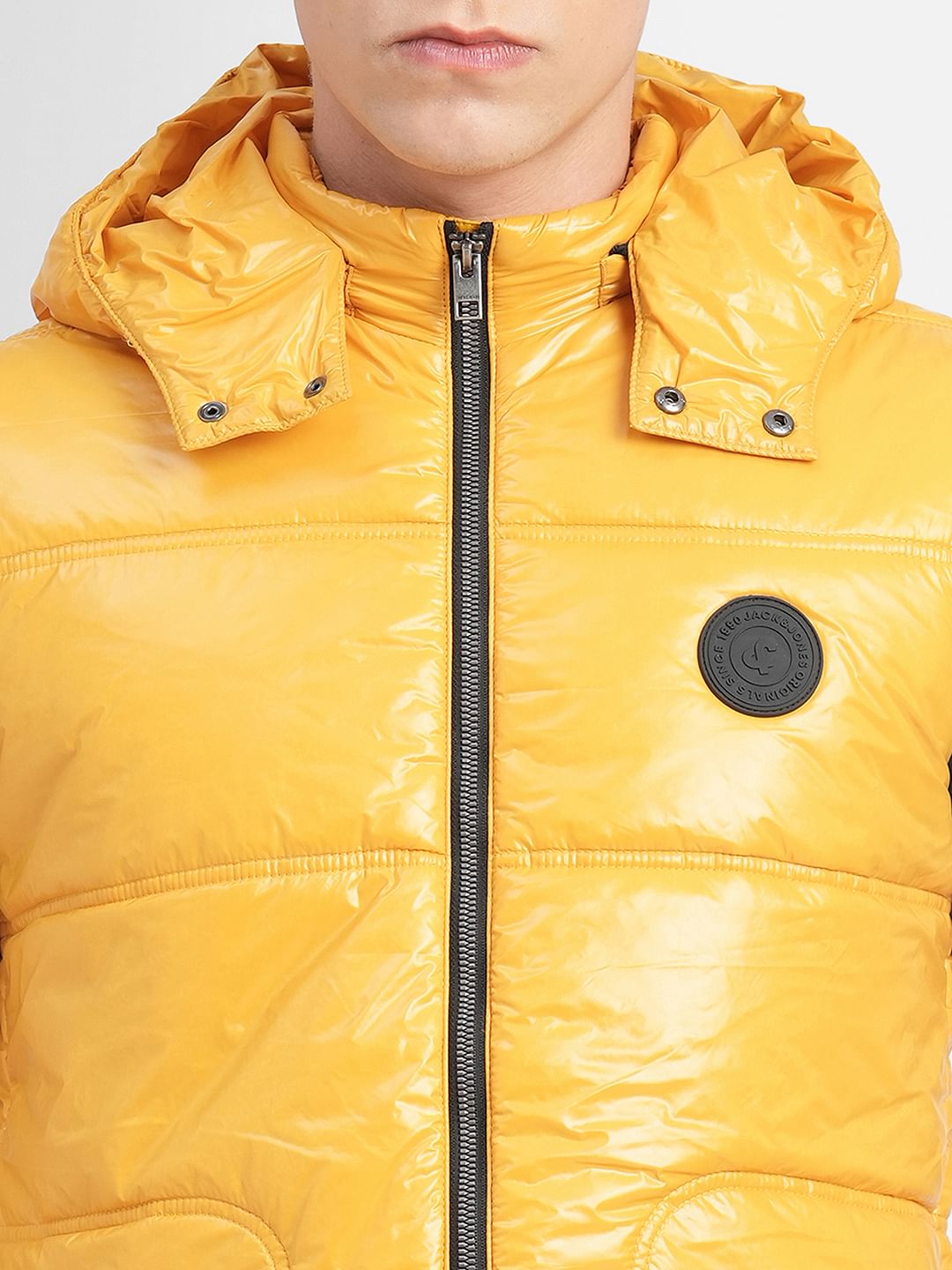 Yellow Hooded Puffer Vest Jacket