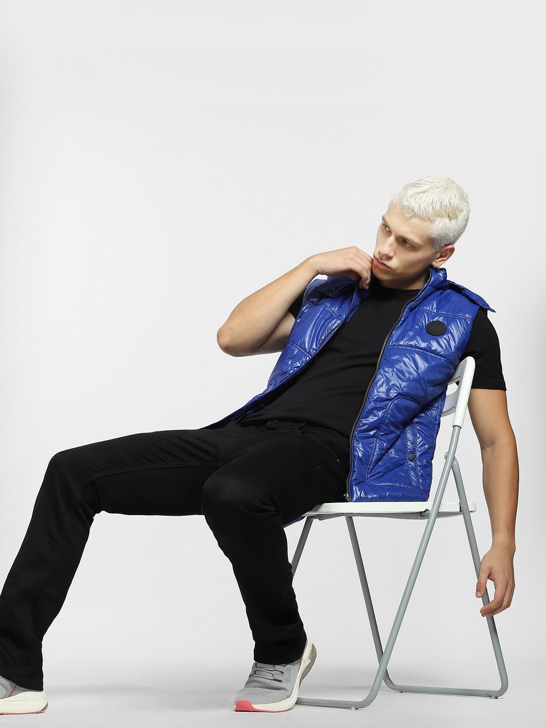 Blue Hooded Puffer Jacket