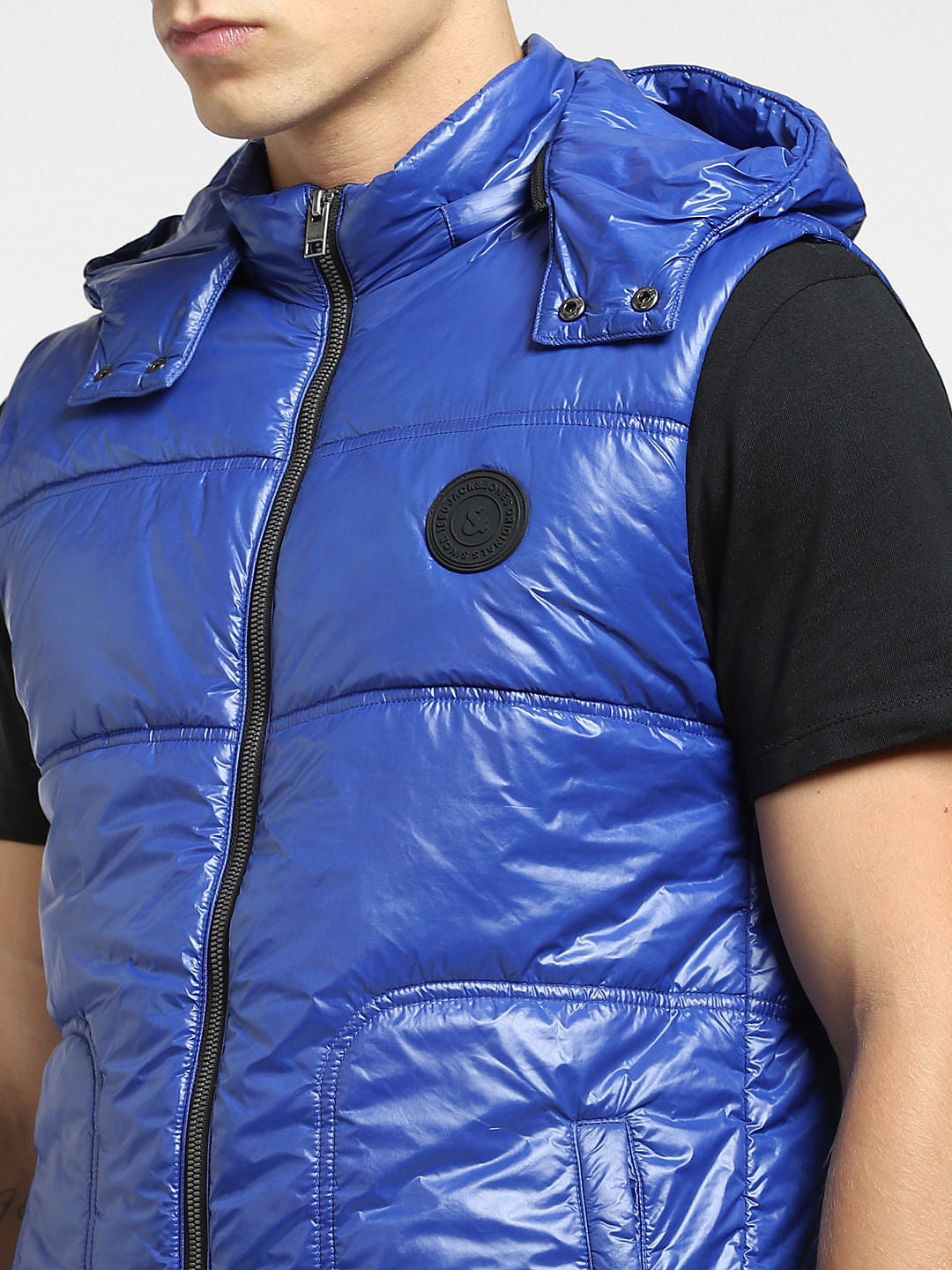 Blue Hooded Puffer Jacket
