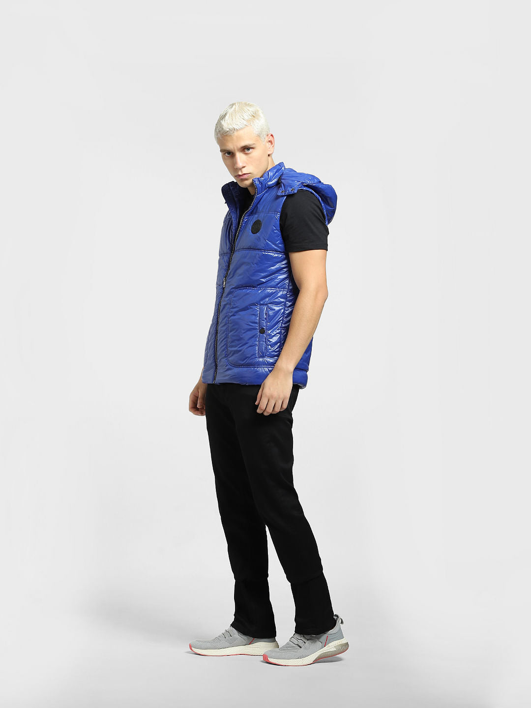 Blue Hooded Puffer Jacket
