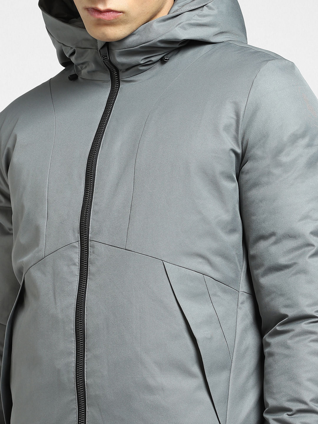 Grey Hooded Puffer Jacket
