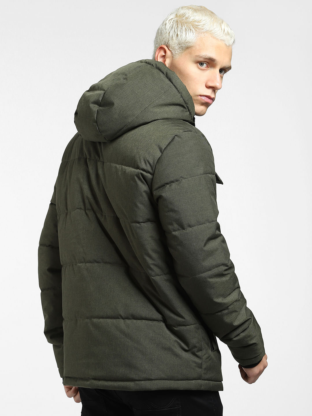 Dark Green Hooded Puffer Jacket