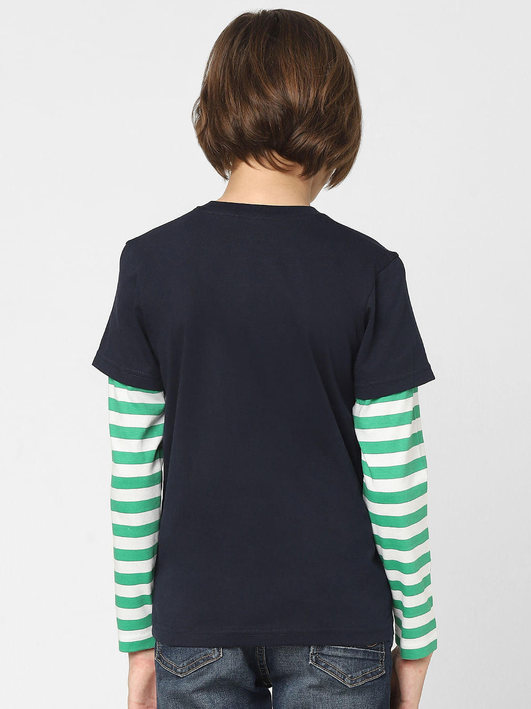 Boys Blue Printed Crew Neck T-shirt