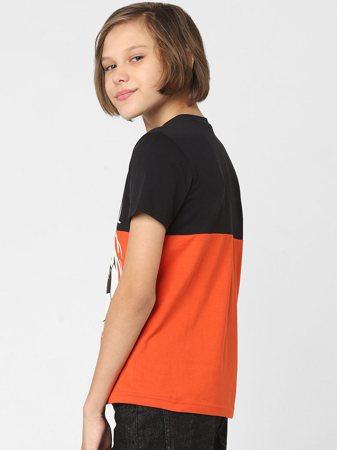 BOYS Red Colourblocked Crew Neck T-shirt