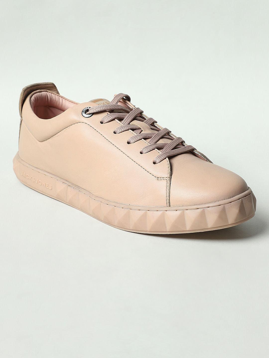 Beige Leather Sneakers