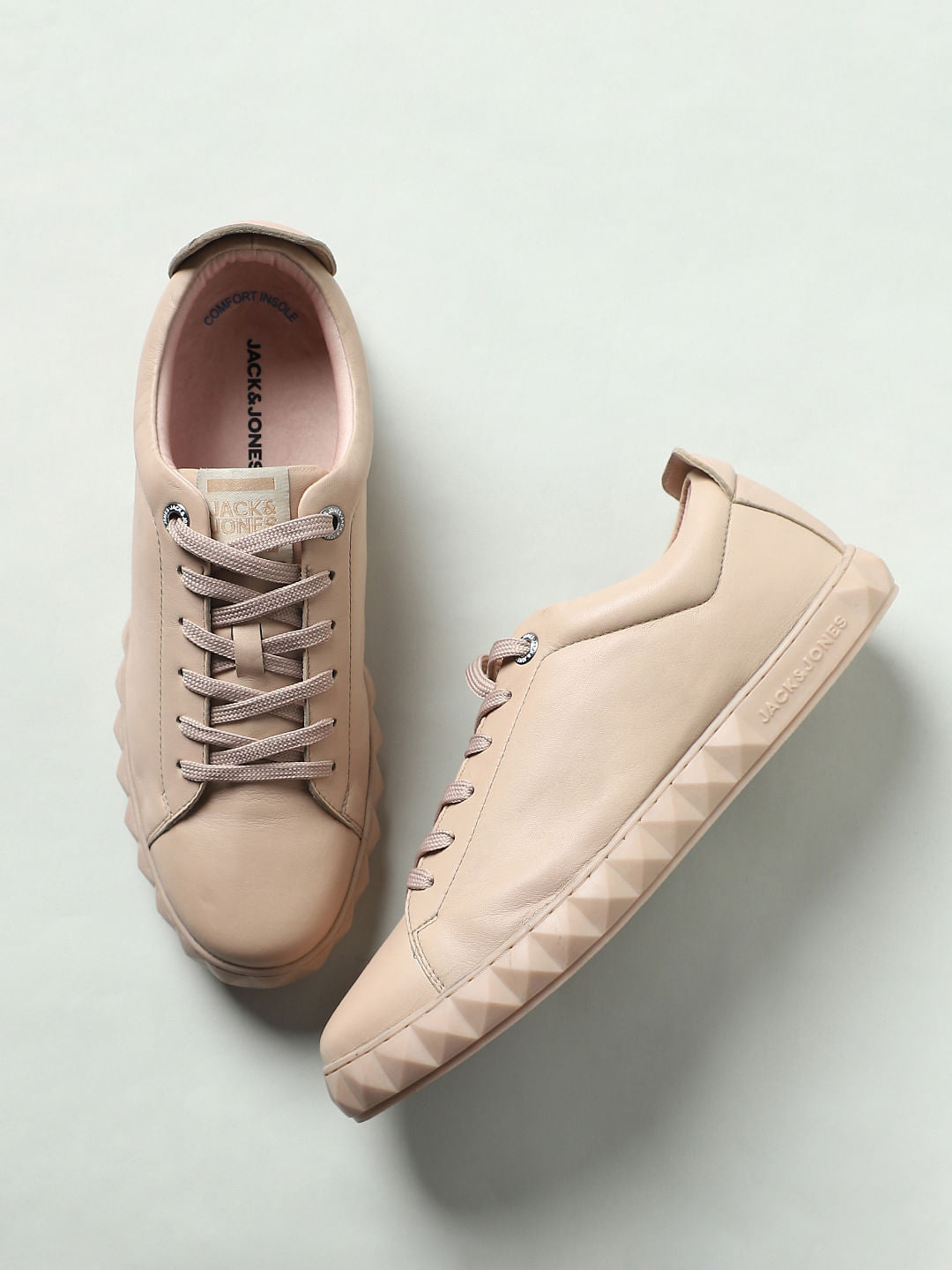 Beige Leather Sneakers