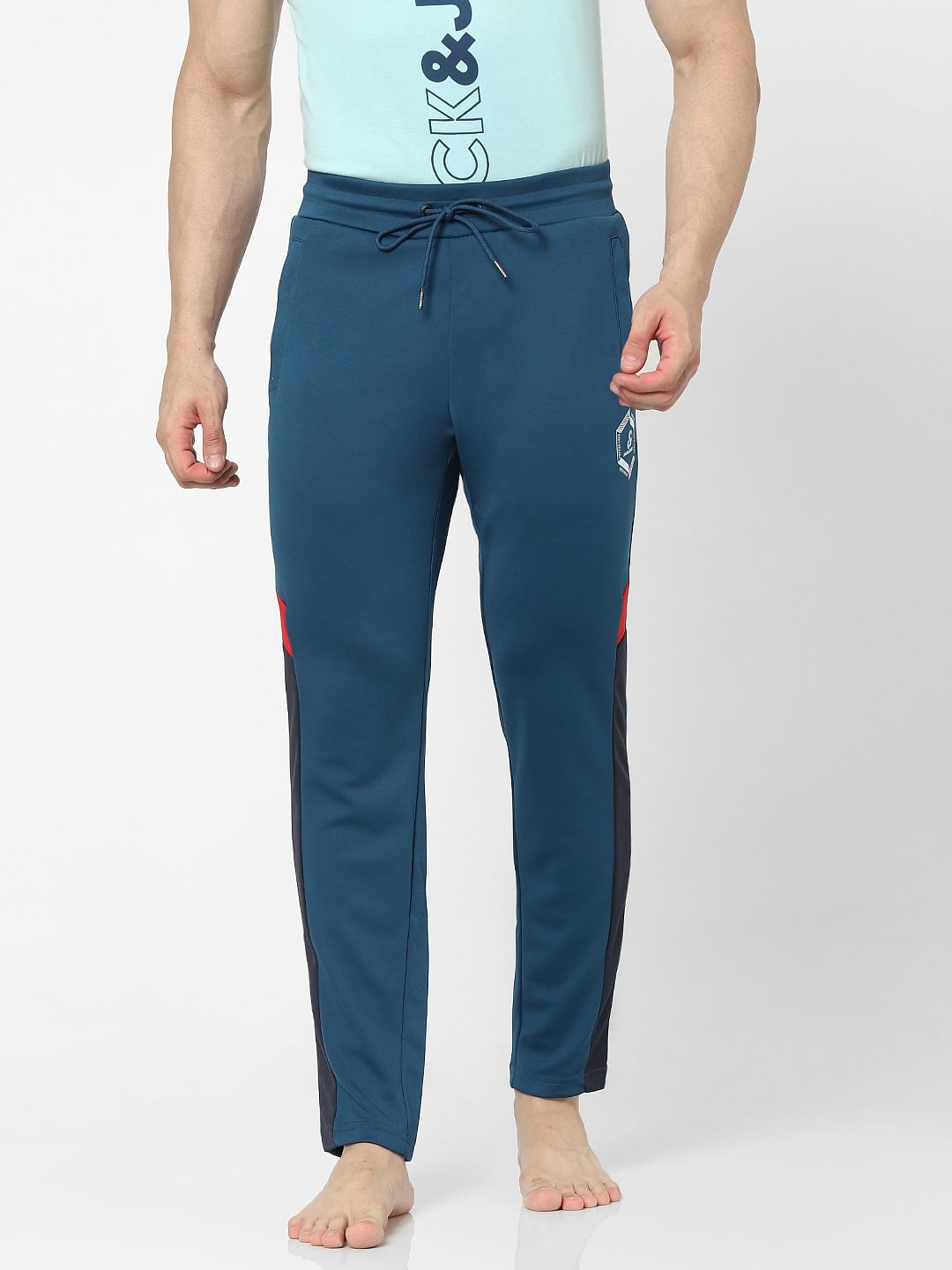Blue Colourblocked Trackpants