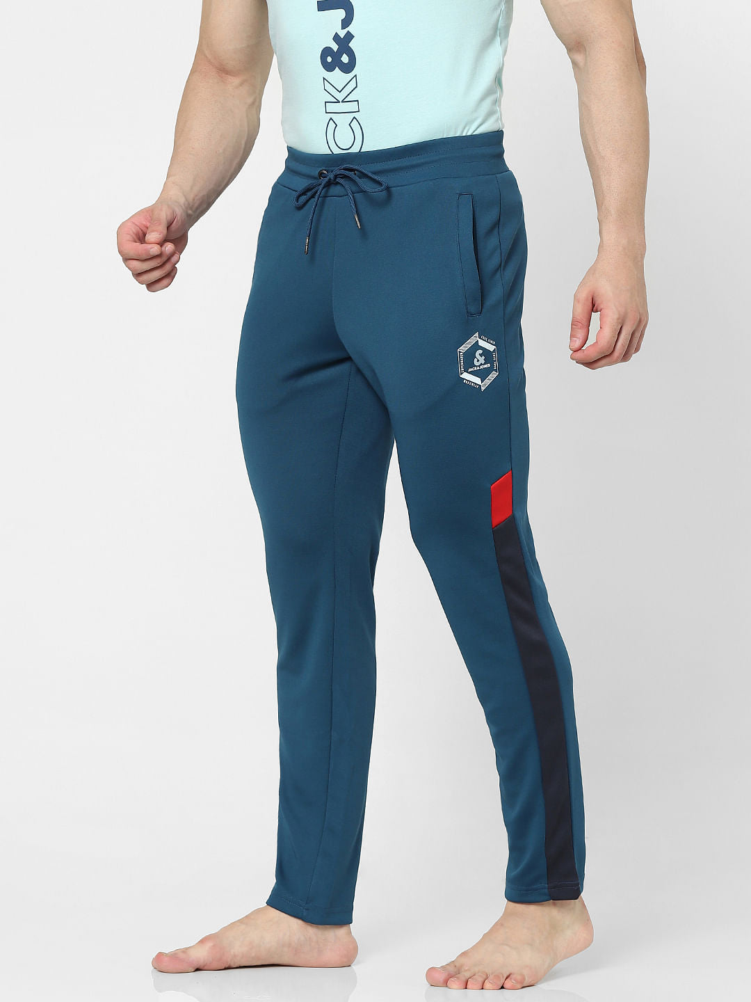 Blue Colourblocked Trackpants