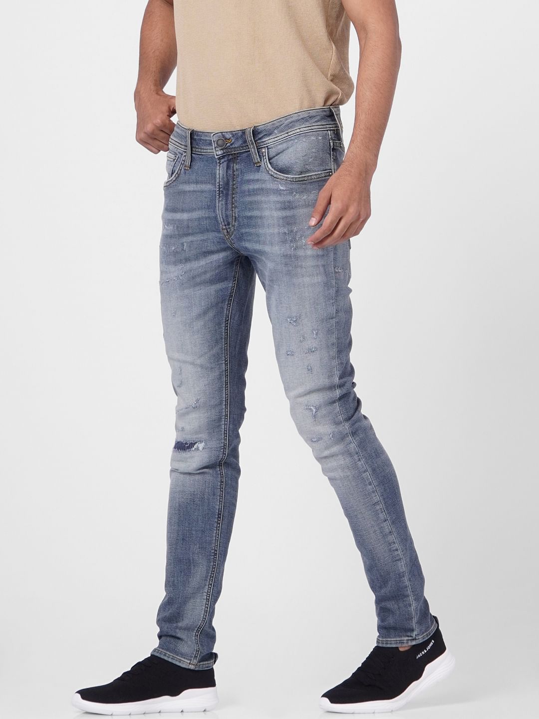 Blue Low Rise Liam Skinny Torn Jeans