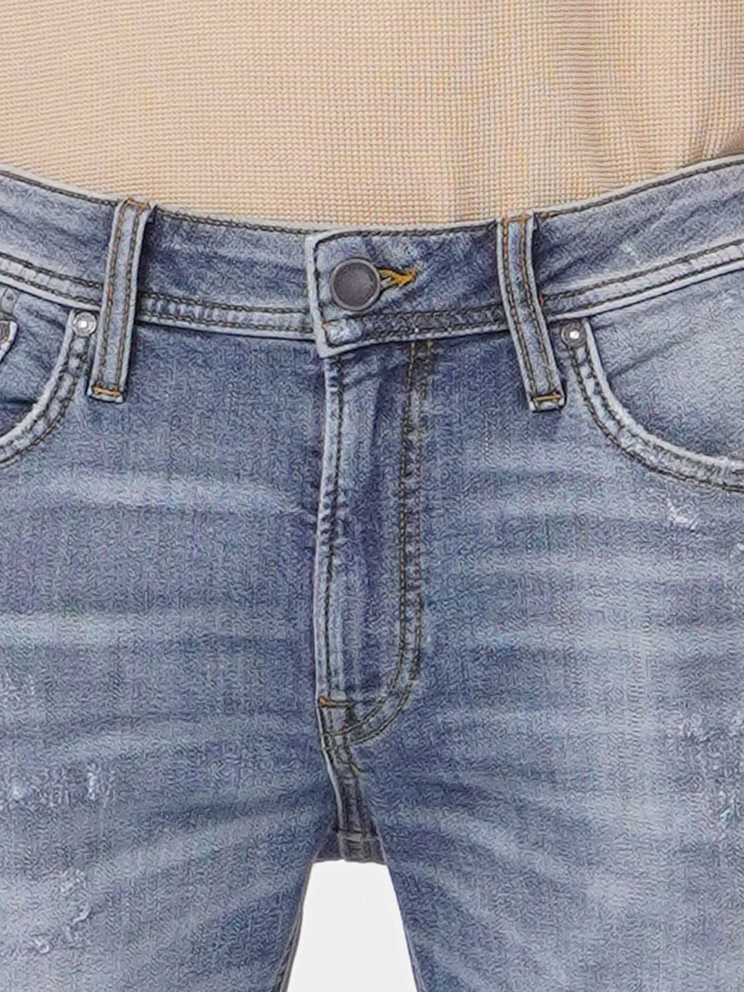 Blue Low Rise Liam Skinny Torn Jeans