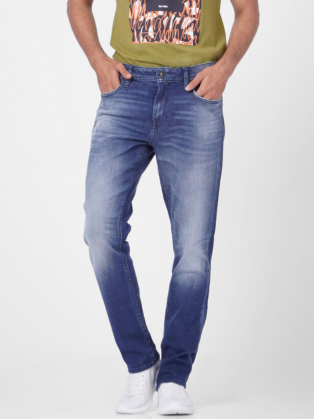 Blue Low Rise Tim Anti Fit Jeans