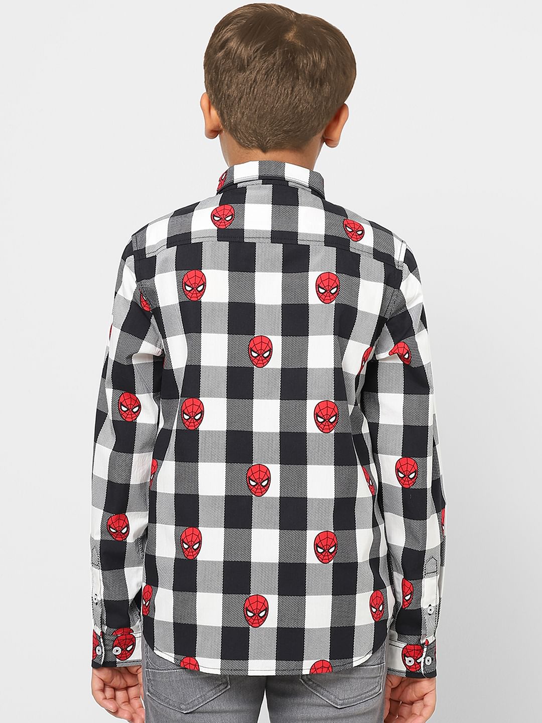 Boys X Marvel Grey Spider Man Full Sleeves Shirt