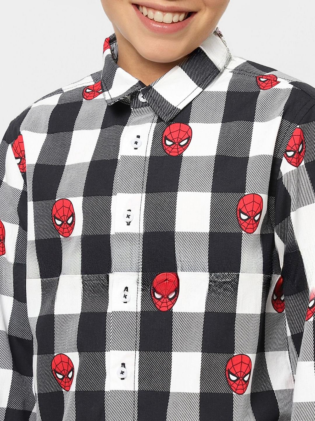 Boys X Marvel Grey Spider Man Full Sleeves Shirt