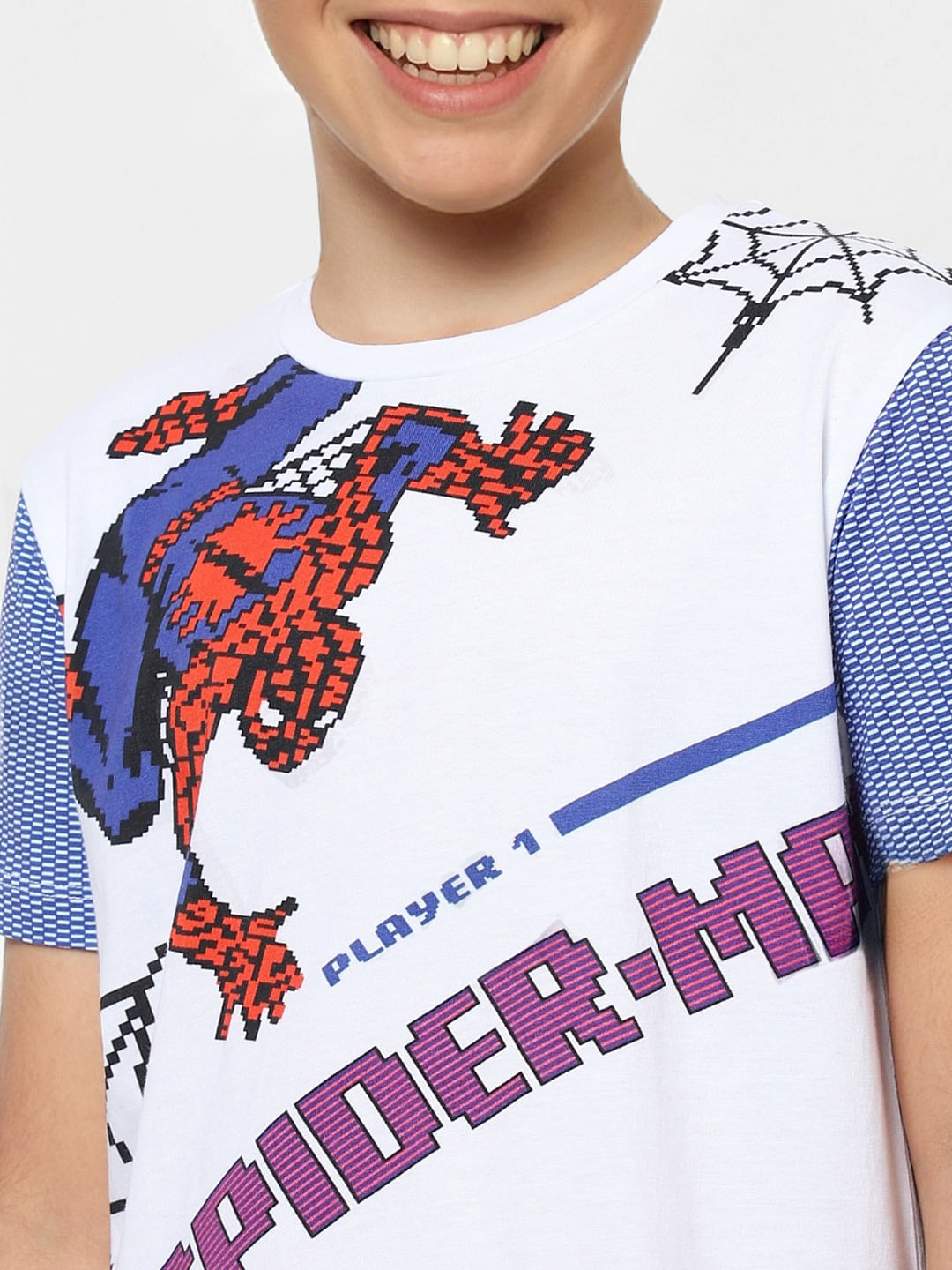 Boys X Marvel White Spider Man Crew Neck T-shirt