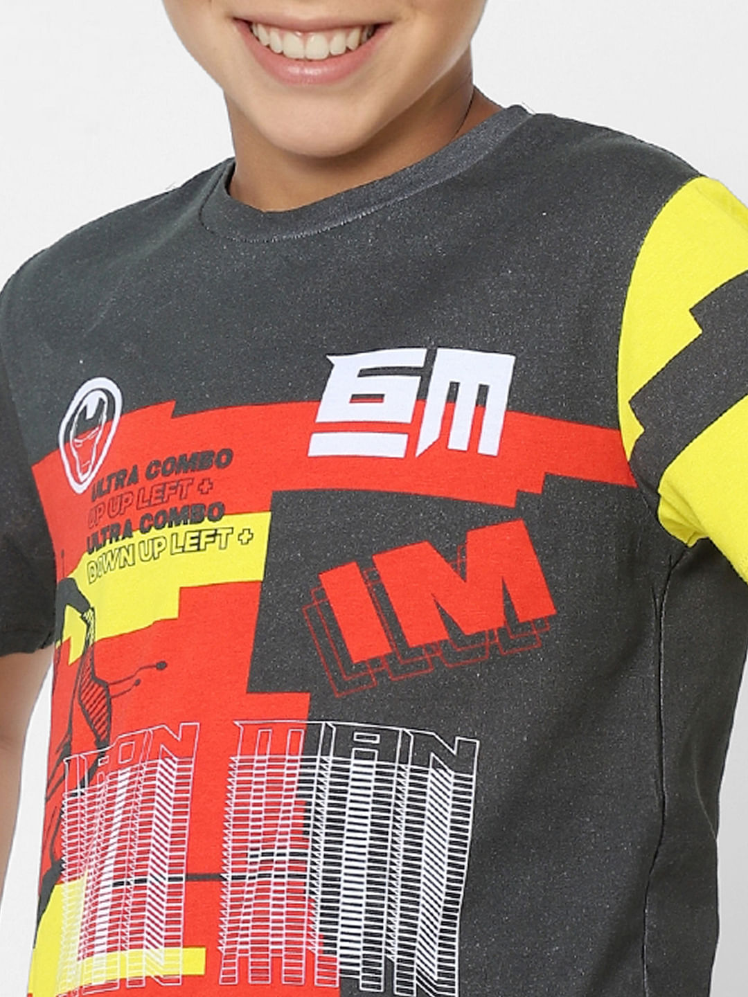 Boys X Marvel Black Iron Man Crew Neck T-shirt