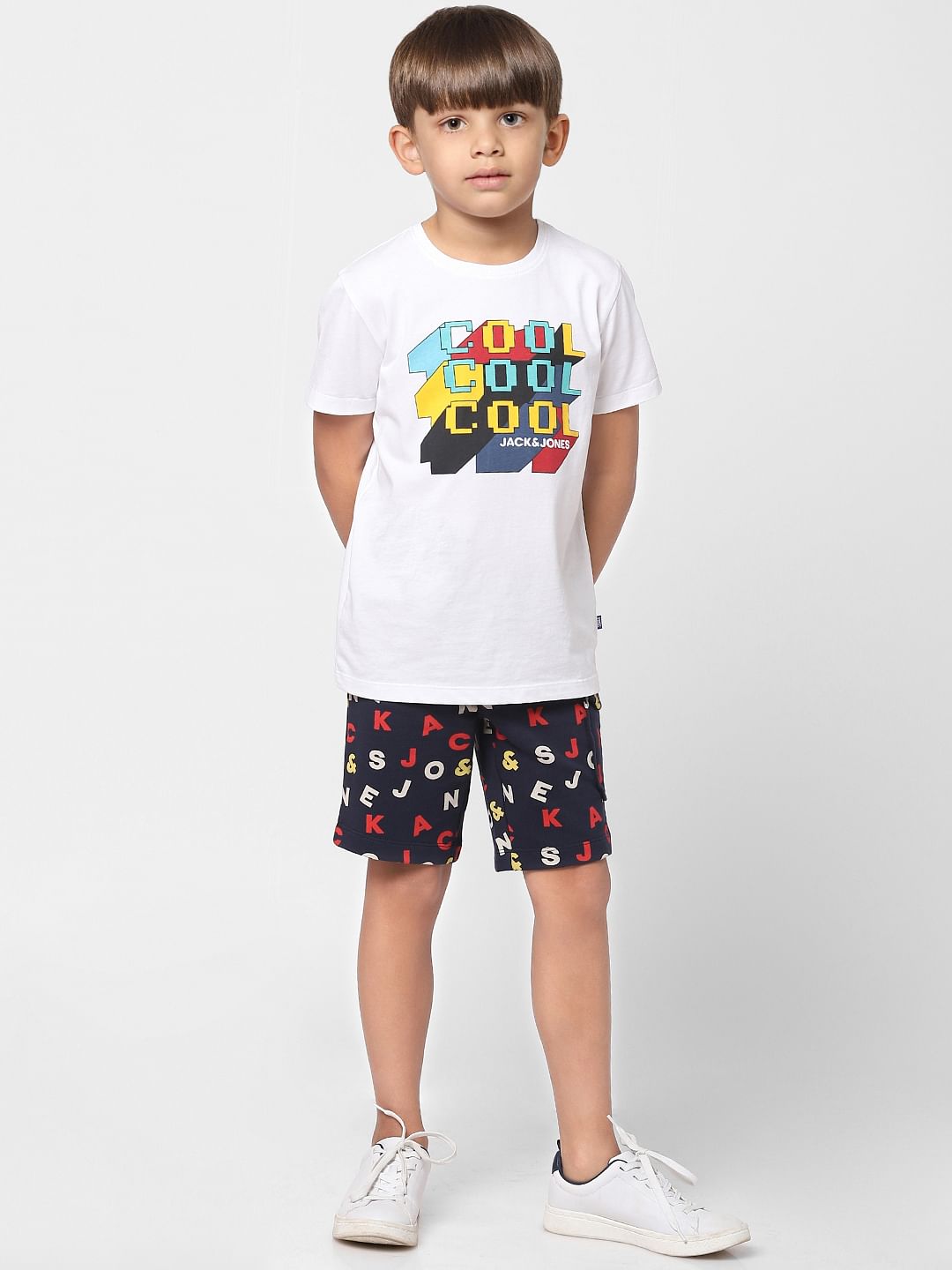 Boys White COOL Printed Crew Neck T-shirt
