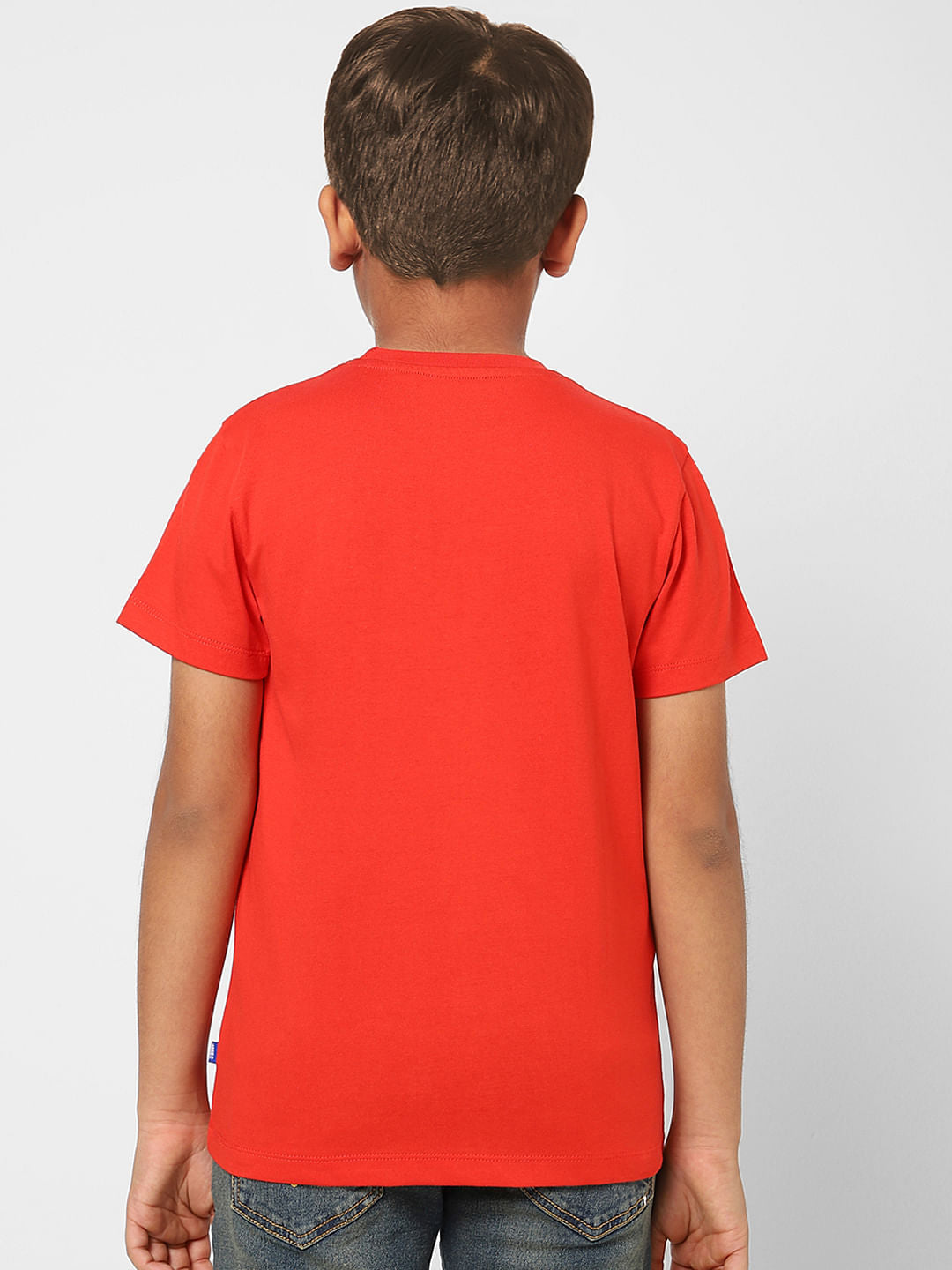 Boys Red Logo Print Crew Neck T-shirt