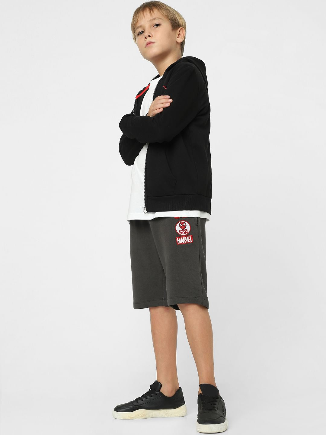 BOYS Black Low Rise Sweatshorts
