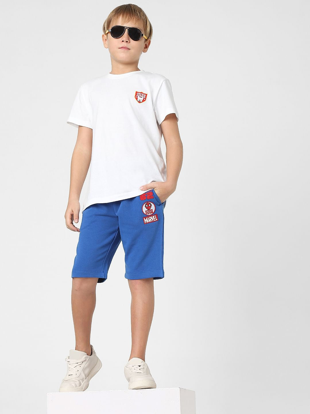 Boys X MARVEL Boys Blue Low Rise Shorts
