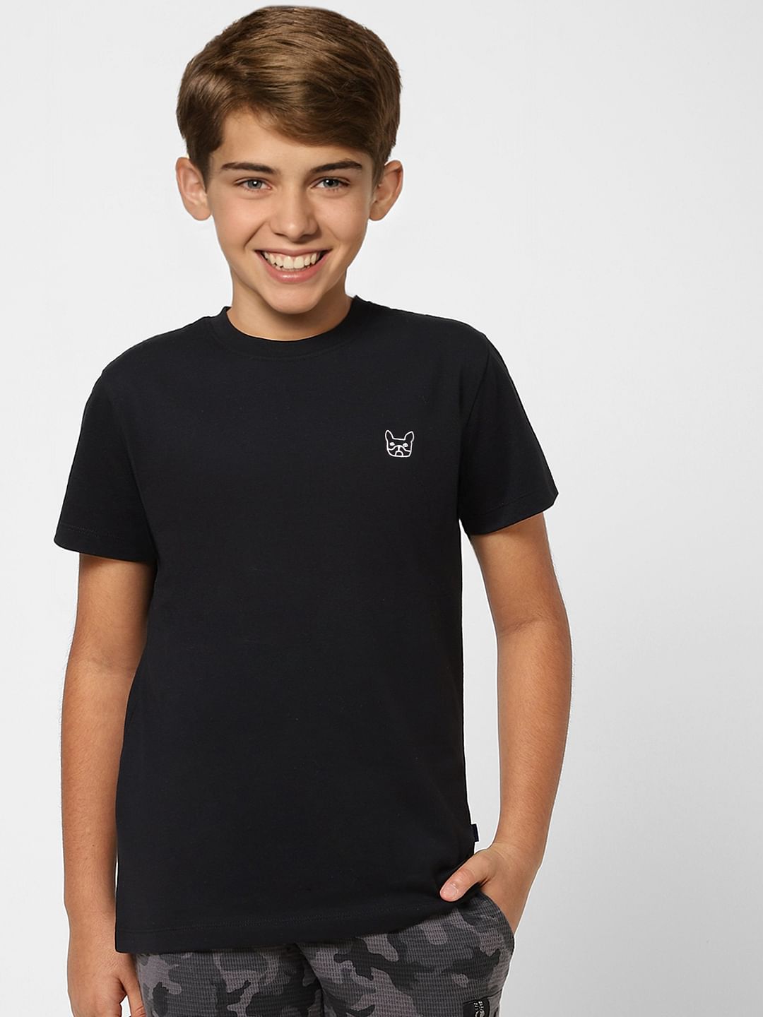 Boys Black Crew Neck T-shirt