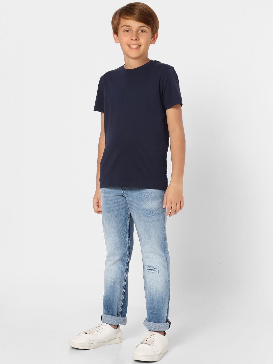 Boys Navy Blue Crew Neck T-shirt