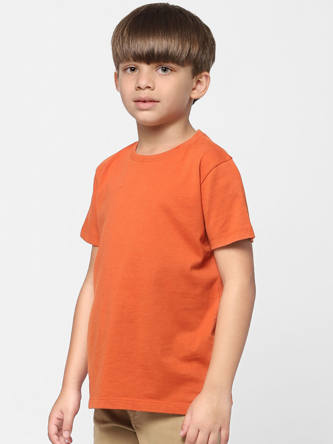 Boys Orange Crew Neck T-shirt