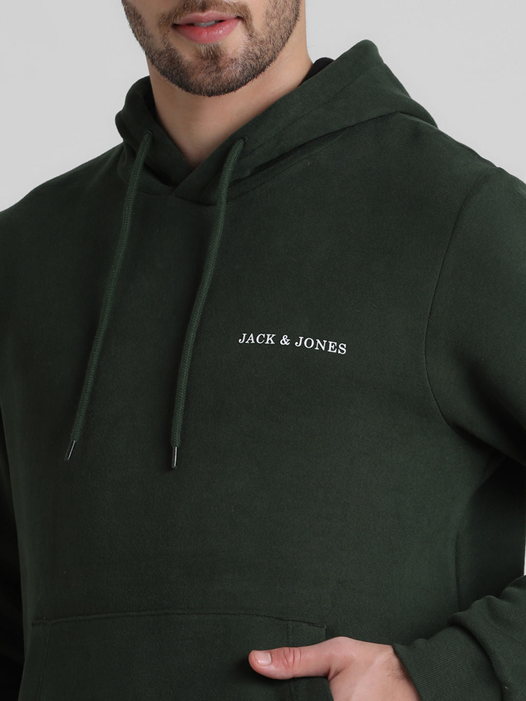 Green Logo Print Hooded Sweatshirt