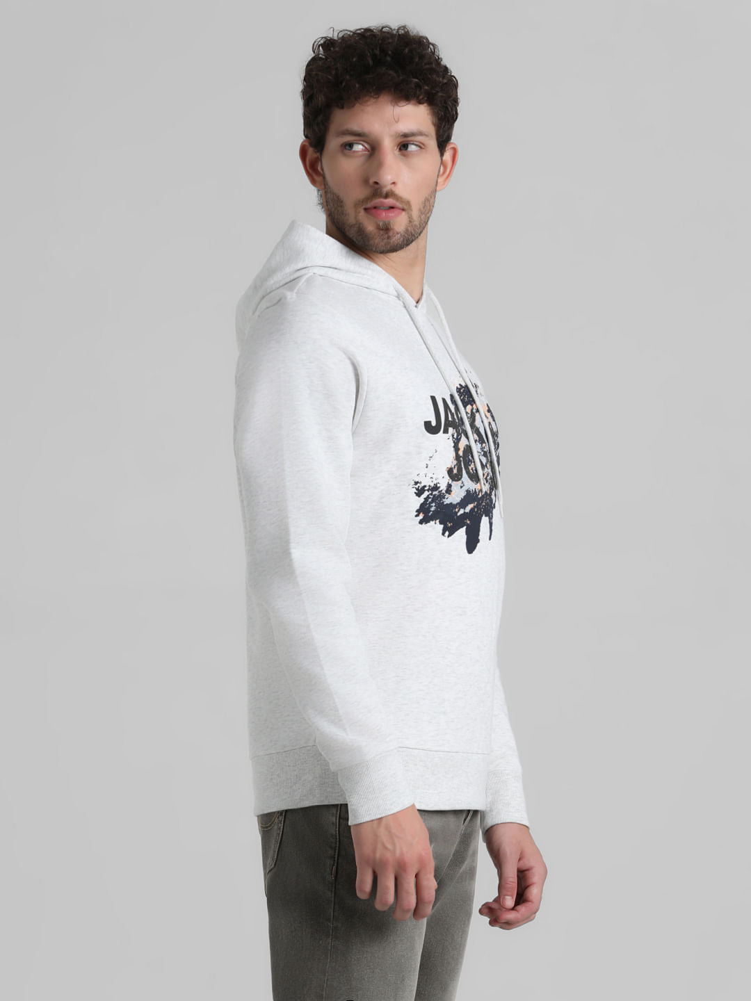 White Logo Print Hooded Sweatshirt