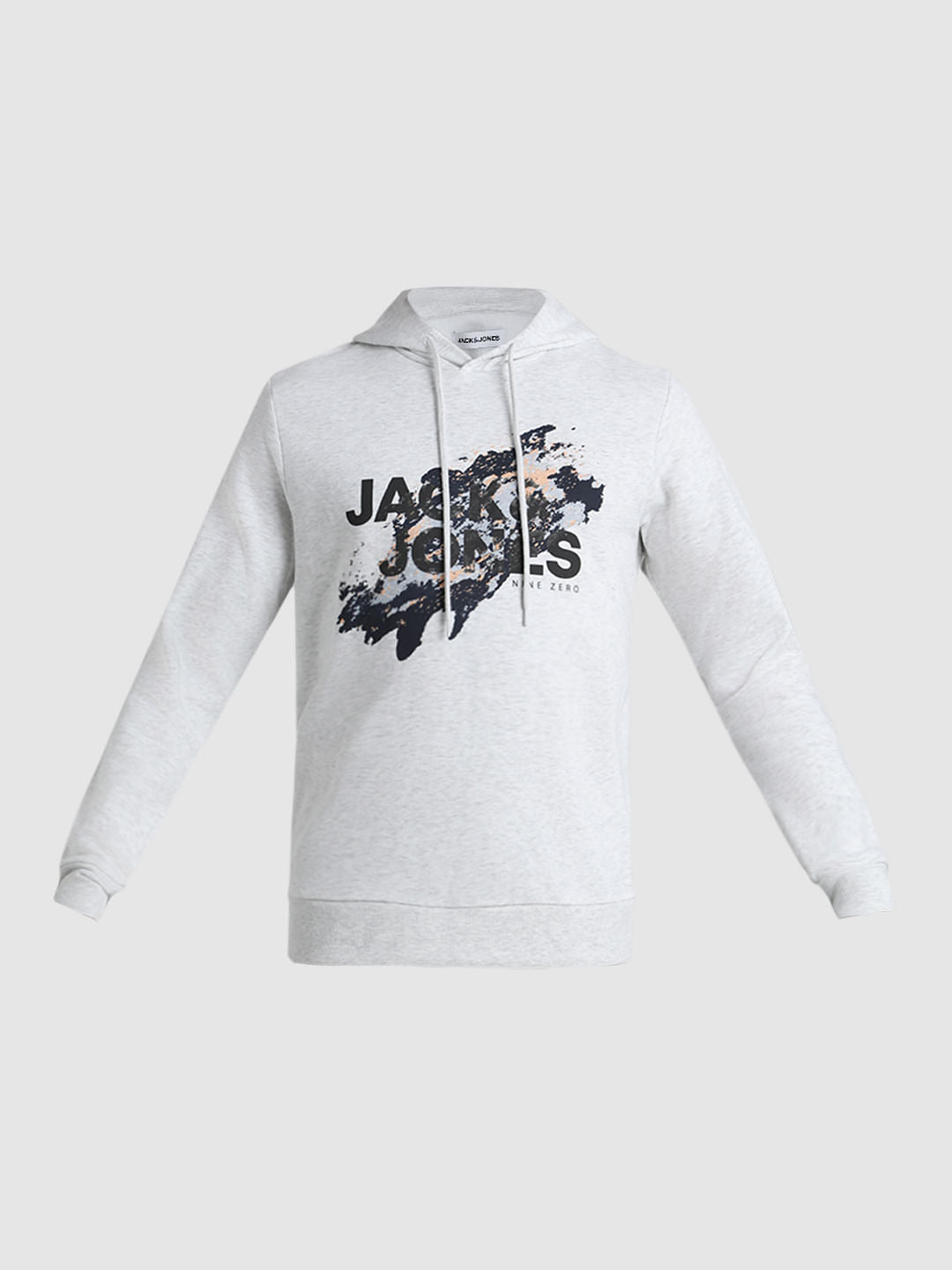 White Logo Print Hooded Sweatshirt