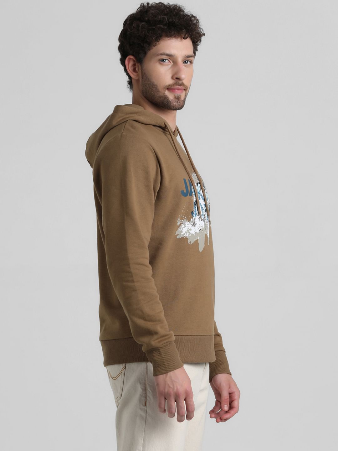 Brown Logo Print Hooded Sweatshirt