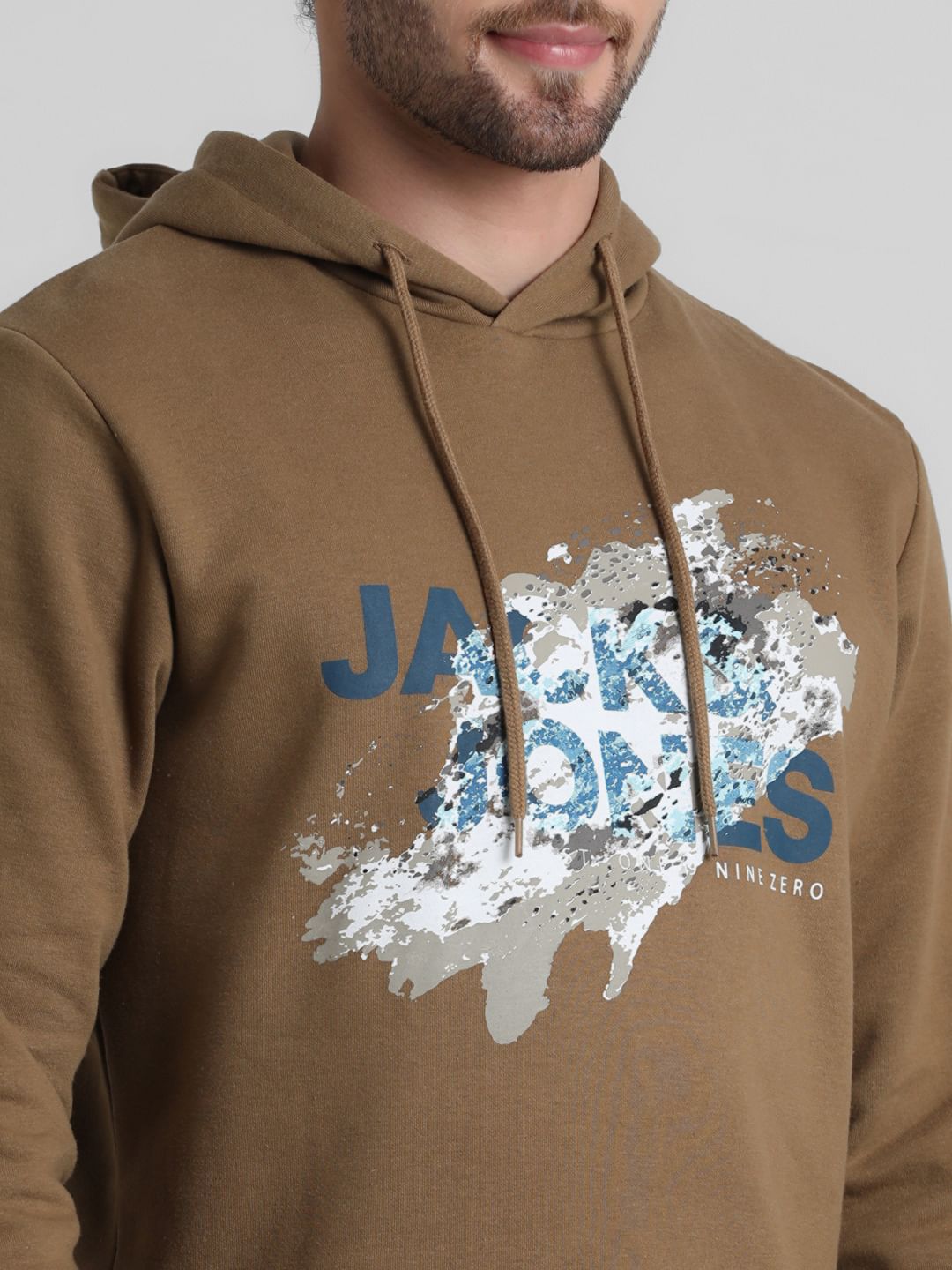 Brown Logo Print Hooded Sweatshirt