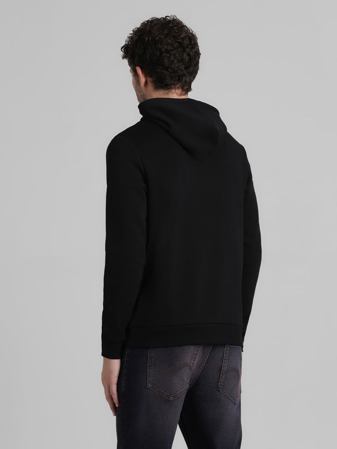 Black Logo Print Hooded Sweatshirt