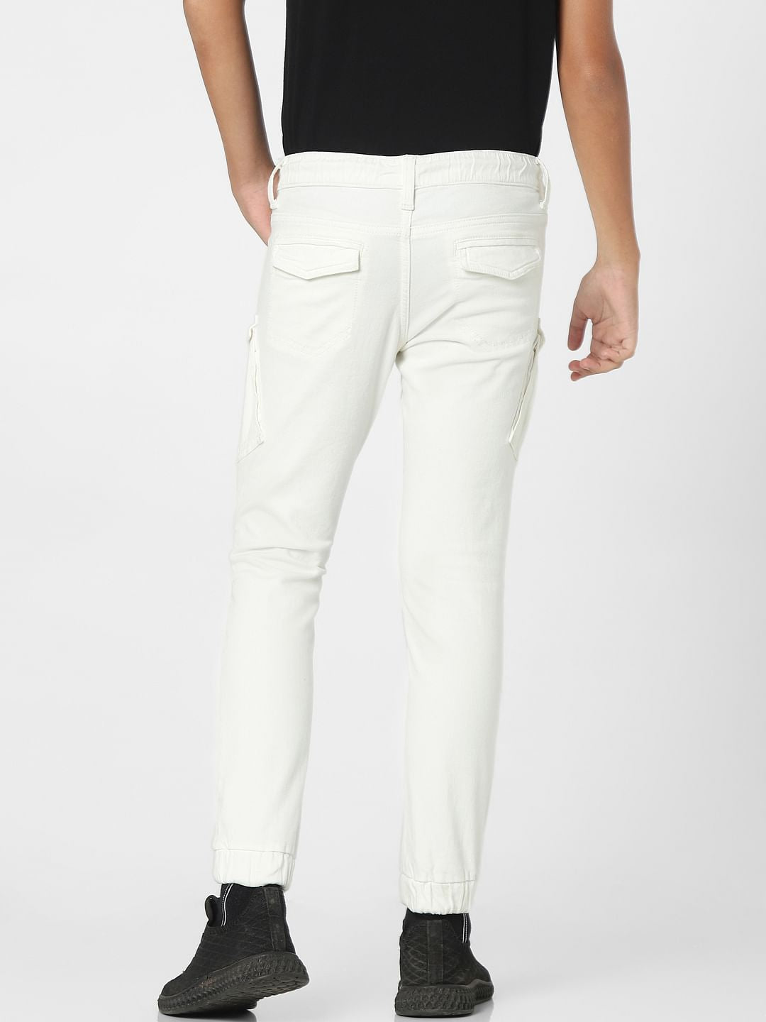 White Mid Rise Jogger Jeans