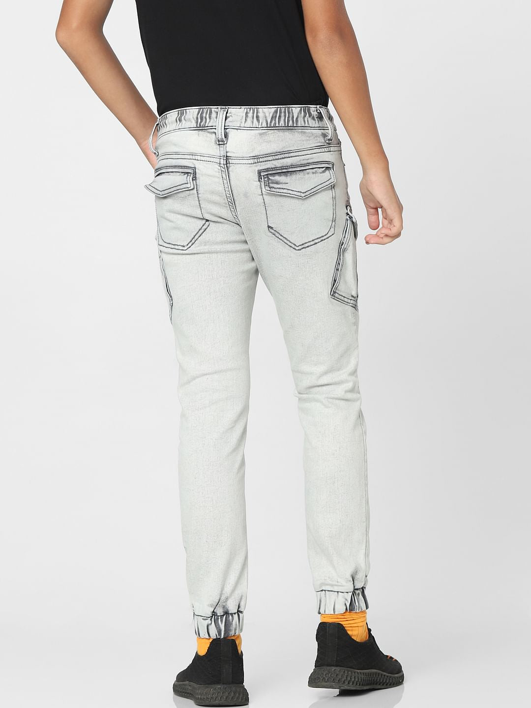 Grey Mid Rise Jogger Jeans
