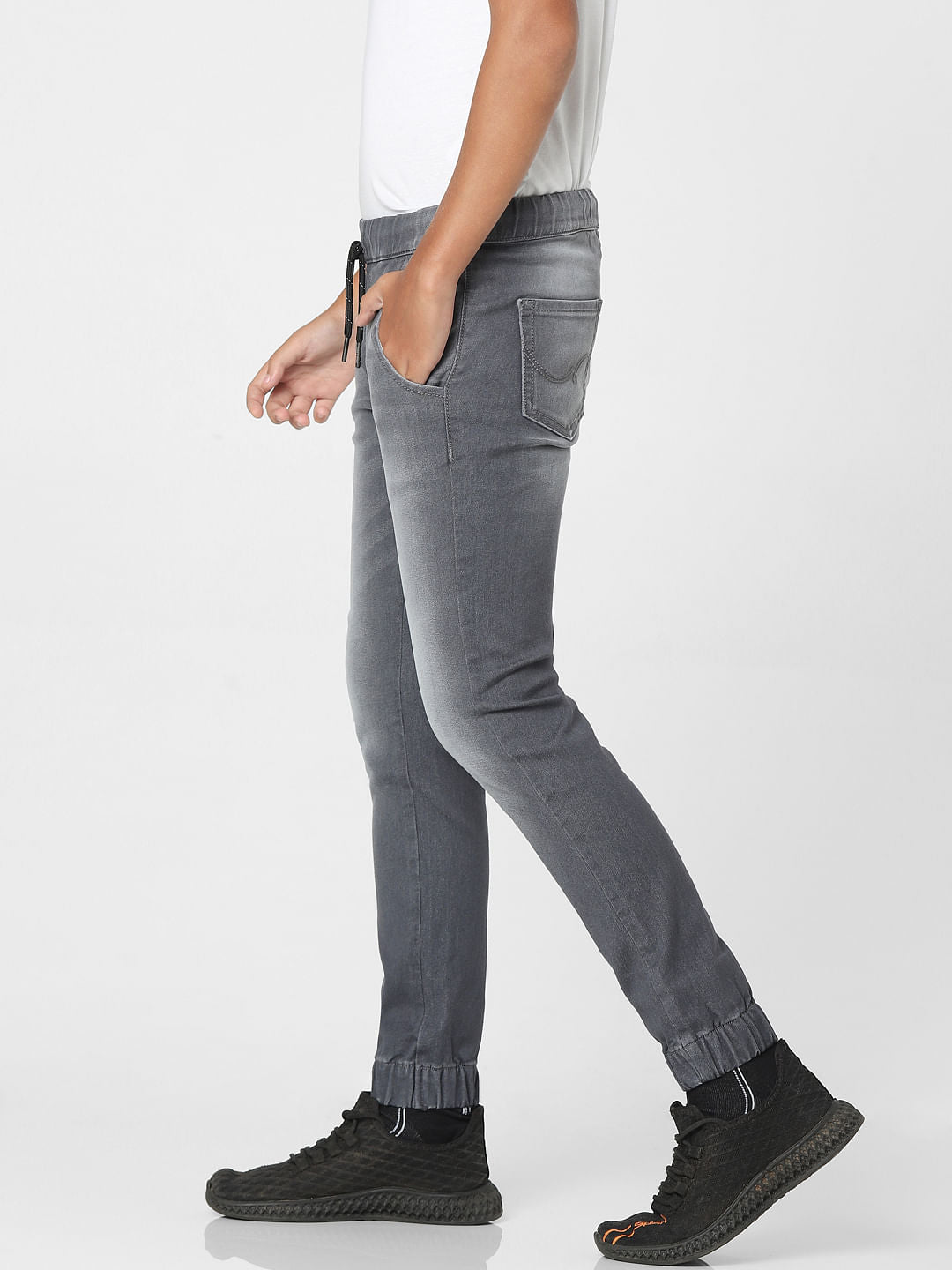 Grey Mid Rise Jogger Jeans