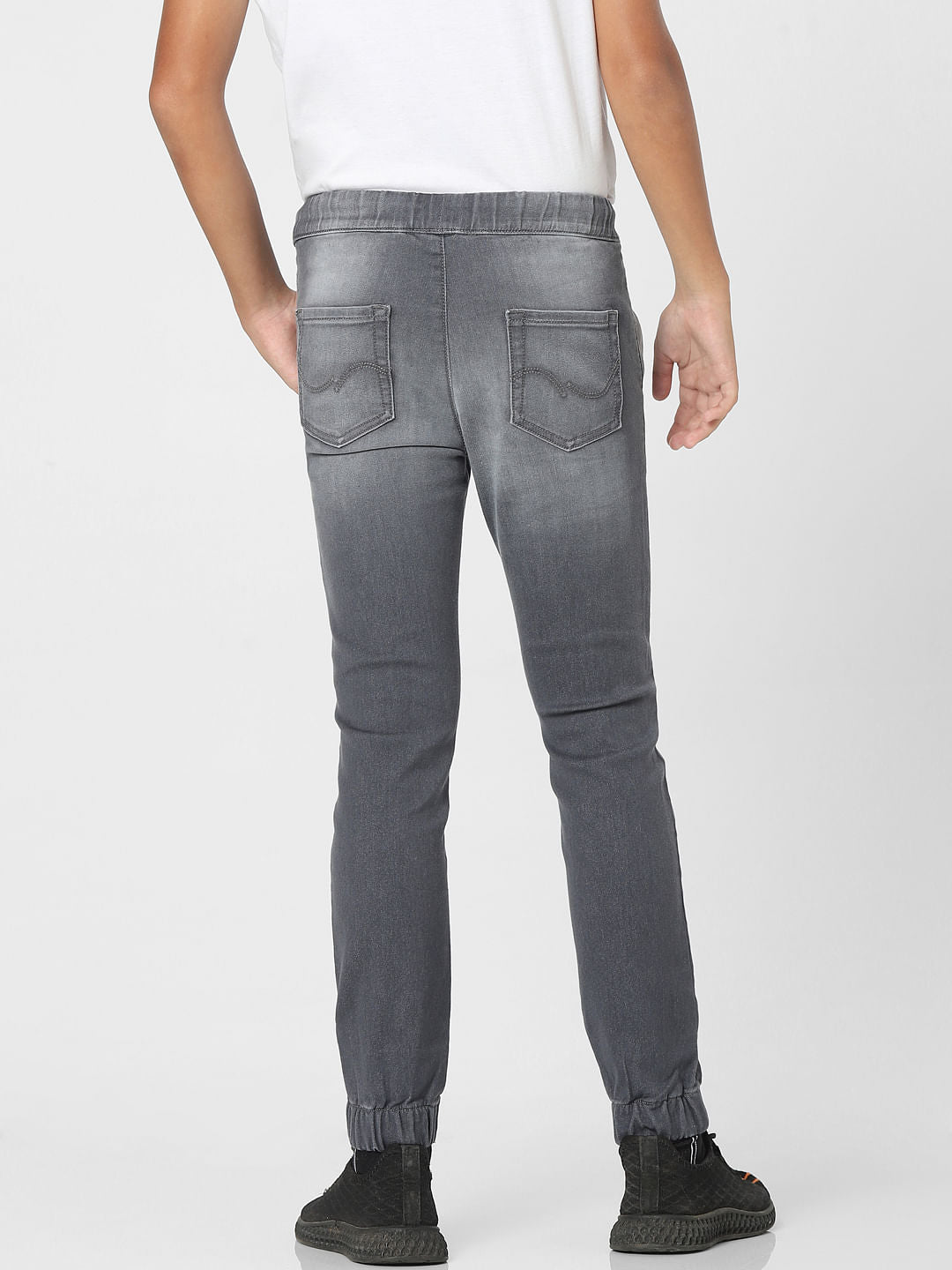 Grey Mid Rise Jogger Jeans