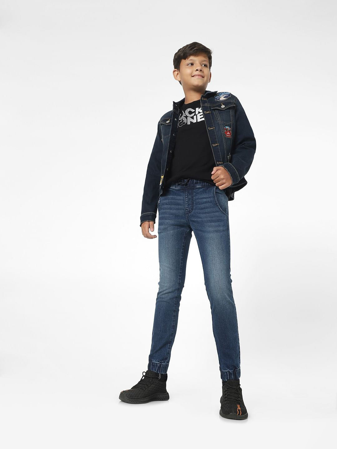 Blue Mid Rise Jogger Jeans