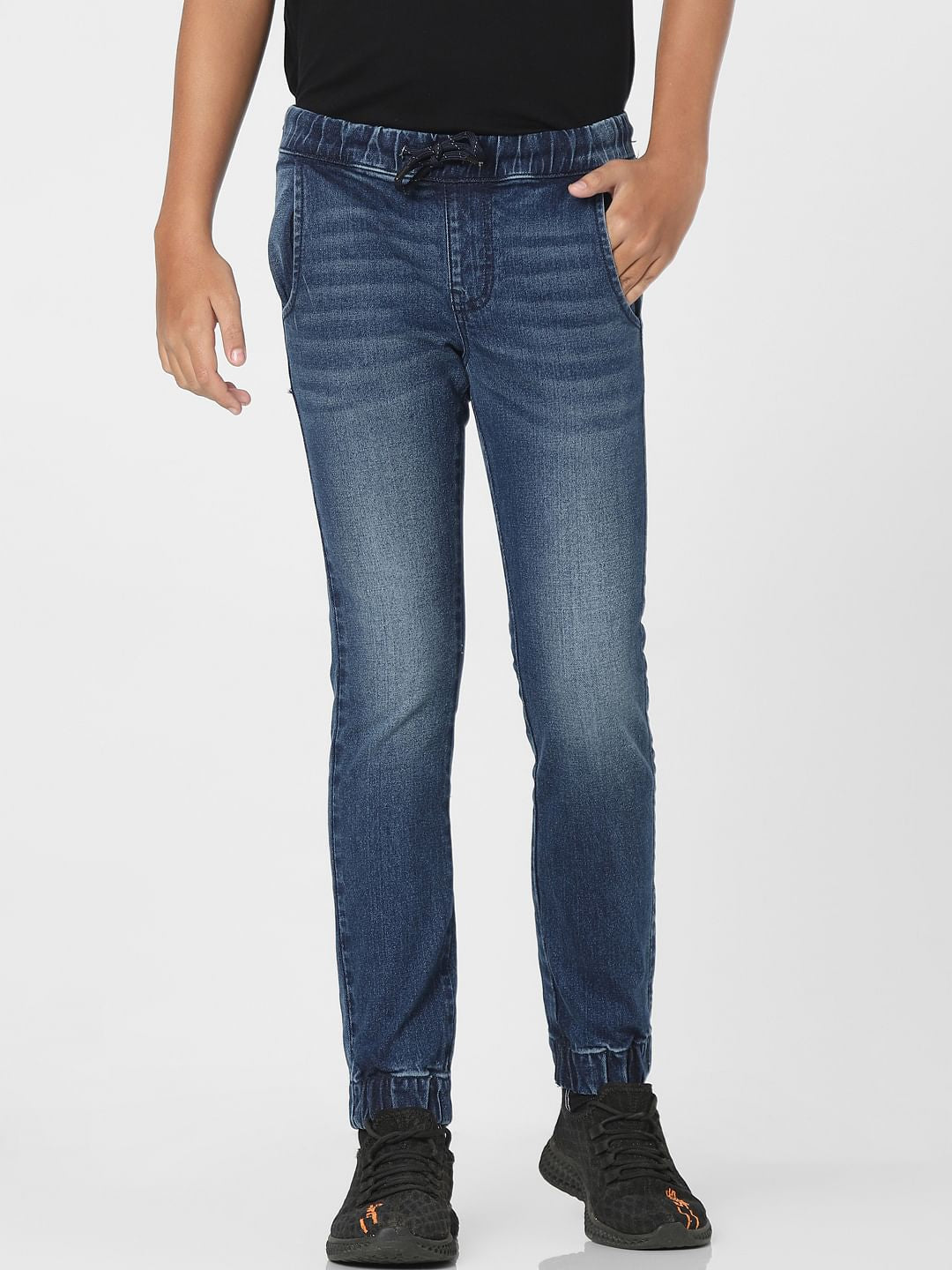 Blue Mid Rise Jogger Jeans