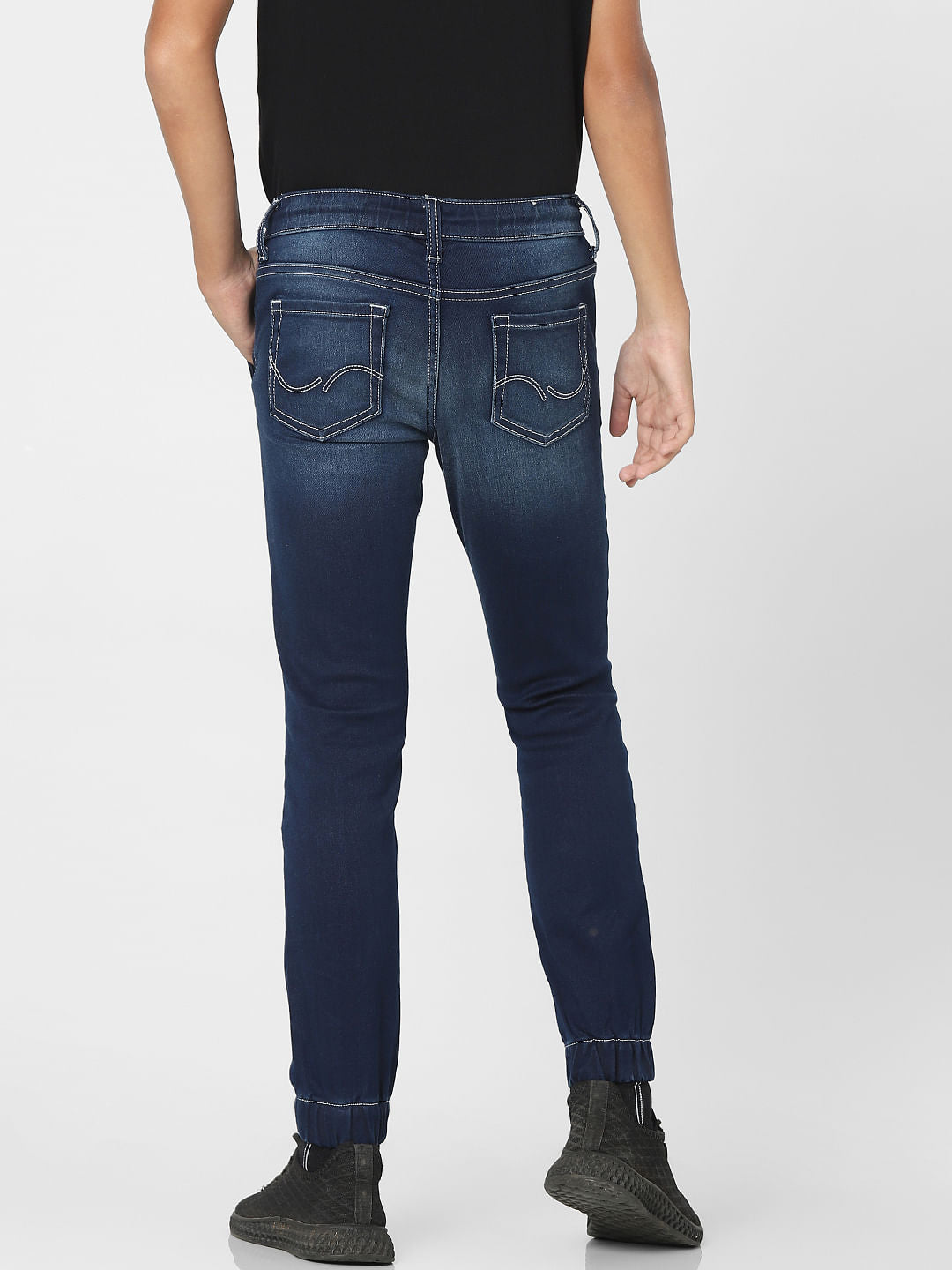 Blue Mid Rise Jogger Jeans